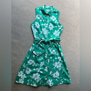 J Crew Factory Green Floral Sleeveless Dress Size 8